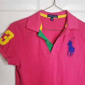 Ralph Lauren Polo pink multi big pony 3 shirt S